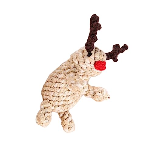 VILLFUL Weihnachten Haustier Kauspielzeug Zahnspielzeug Für Hunde Rentier Baumwollseil Weben von VILLFUL