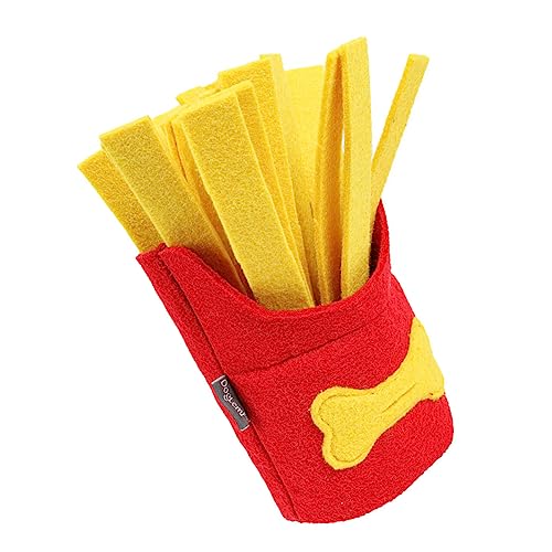 VILLFUL Interaktives Hundespielzeug French Fries Form Kauspielzeug mit Quietschfunktion Zahnpflege Slow Feeder Geräuschvolles Schnüffelspielzeug für Welpen Sicheres Material von VILLFUL
