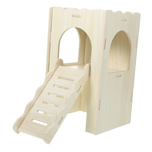 VILLFUL Kaninchenstall Spielhaus aus Holz für Hamster und Meerschweinchen Mehrkammerige Rückzugsmöglichkeit Niedliches Design Langlebig und Sicher für Kleintiere und Entspannen von VILLFUL