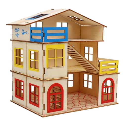 VILLFUL Kleintier Holzhaus Hamsterversteck mit Leiter Zweistöckig Natürliche Holzvilla Spielhaus für Zwerghamster Kleine Haustiere zur Beschäftigung und Entspannung von VILLFUL