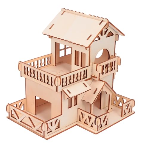 VILLFUL Hamstervilla Aus Holz 2-stöckiges Kleintierversteck Mit Spielzeug Für Hamster & Meerschweinchen von VILLFUL