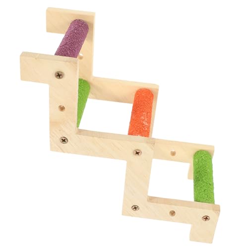 VILLFUL Vogelleiter Vom Z Für Nymphensittiche Spielzeug Für Papageienkäfige Leiter in Leuchtenden Farben Sicheres Robustes Kletterspielzeug Aus Holz Für Vögel von VILLFUL