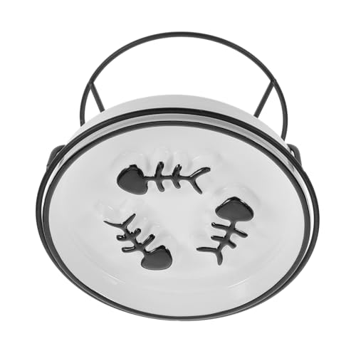 VILLFUL Niedlicher Slow Feeder für Katzen und Kleine Futter und Wasserschale mit Stabilem Eisenständer für Langsames Fressen und Rückenschonung von VILLFUL