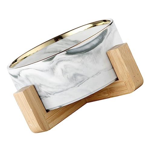 VILLFUL Nordic Style Marbled Keramik Futternapf mit Stabilem Holzständer rutschfeste Katzentrinkschale und Napf für Futter Lebensmittelecht Umweltfreundlich VILLFUL Nordic Style Marbled Keramik Futternapf mit Stabilem Holzständer rutschfeste Katzentrinkschale und Napf für Futter Lebensmittelecht Umweltfreundlich von VILLFUL