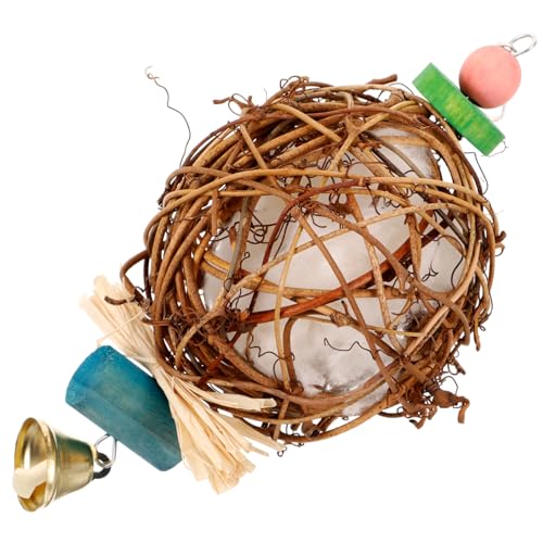 VILLFUL Vogel-beißspielzeug Für Papageien Hängendes Rattanball-kauspielzeug Vogelkäfig Spielzeug Sicher Und Robust Langanhaltend Beschäftigung von VILLFUL