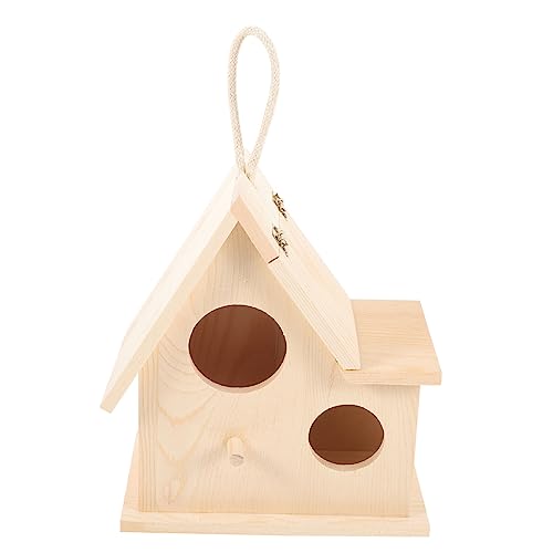 VILLFUL Parakeet Nistkasten aus Holz Wetterfeste Nistbox für Kleine Vögel Einfache Installation Geeignet für Wellensittiche Papageien Vogelhaus zum Aufhängen im Garten und Park von VILLFUL