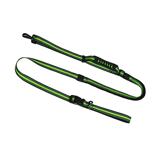 VILLFUL Reflektierende Verstellbare Hands Hundeleine für Mittlere Hunde Elastische Nylon Joggingleine mit Fluoreszierend Grün für Nächtliches Laufen und von VILLFUL
