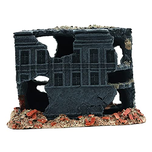VILLFUL Resin Aquarium Deko Fisch Tank Ornament Dekoratives Altes Haus mit Stabilem Sockel Wasserpflanzen Deko für Aquarium und Fischbecken Lebendige Tisch und Bürodeko von VILLFUL