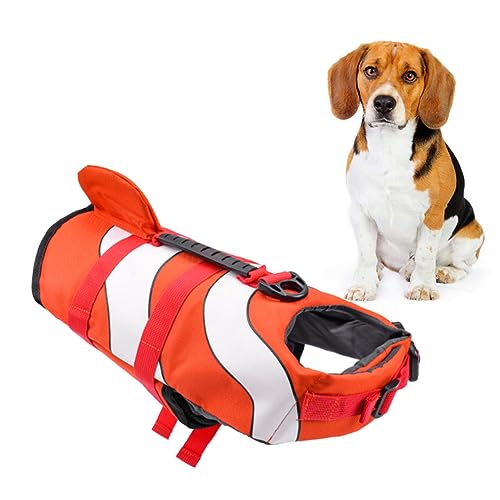 VILLFUL Rettungsweste für Haustiere groß Welpe Baden Hundekühlungsweste Kühlwesten für Hunde Hund Sommer Flotation Kleidung Hund Badeanzug kleine Weste Rettungsring für Haustiere Orange von VILLFUL