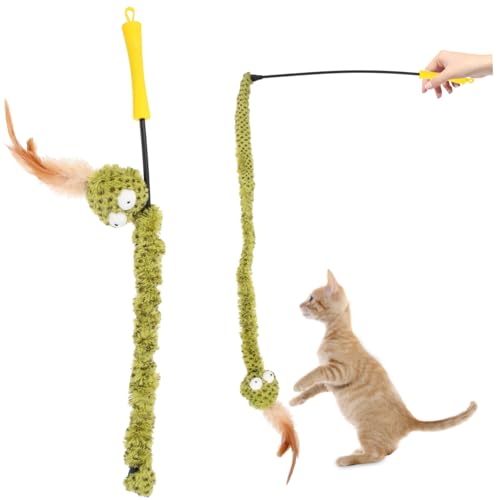 VILLFUL Katzenangel Spielzeug Für Drinnen Interaktive Katzenangel Katzen Necken Angel Dekorative Katze Angel Katzenspielzeug in Schlangenform Leicht Und Tragbar Für Hohe von VILLFUL