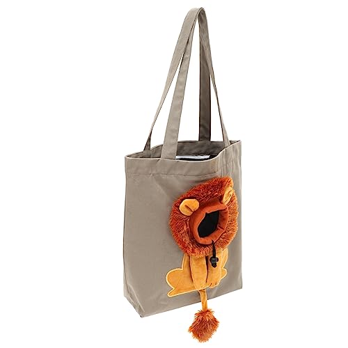 VILLFUL Kleine Löwenform Tragetasche Für Haustiere Atmungsaktive Canvas Umhängetasche Für Katzen Und Kleine Hunde Mit Verstellbarem Sichtfenster Und Bequemen Schulterriemen Für von VILLFUL