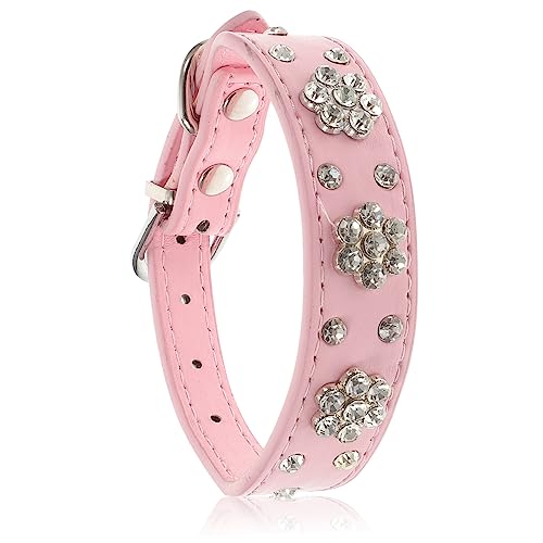 VILLFUL Verstellbares Sicherheitshalsband Aus Pu Mit Blumenmotiv Und Strassbesatz Für Hunde Und Welpen Größe Xs VILLFUL Verstellbares Sicherheitshalsband Aus Pu Mit Blumenmotiv Und Strassbesatz Für Hunde Und Welpen Größe Xs von VILLFUL