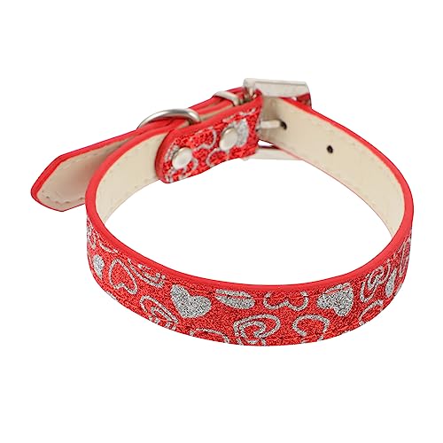 VILLFUL Verstellbares Hundehalsband Auspu Mit Glitzerherz-Design Für Kleine Hunde Und Welpen Haustierbedarf Sicher Und Bequem von VILLFUL