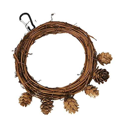 VILLFUL Vogelkäfig Wellensittich Schaukel aus Sicherem Rattan Kletterschaukel mit Niedlichen Lärchen Robustes Papageienspielzeug für Nymphensittiche und Kleine Vögel von VILLFUL