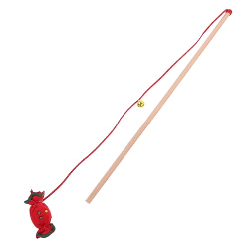 VILLFUL Weihnachtlicher Katzen-Teaser mit Glöckchen Interaktives Katzenspielzeug Bunte Lustige Spielangel für Katzen Fördert Bewegung und Spielspaß Geschenk für Katzenliebhaber von VILLFUL