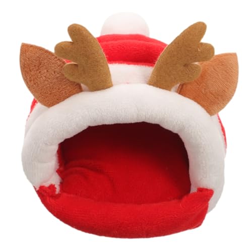 VILLFUL Weihnachtliches Hamster Nest im Rentier Design Gemütliches und Warmes Schlafbett für Kleintiere für Hamster Chinchillas und Andere Haustiere S Großes Rot von VILLFUL