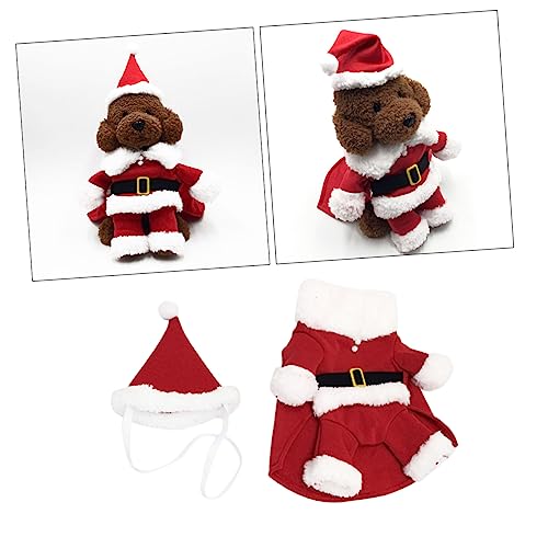 VILLFUL Weihnachtliches Rot Weiß Weihnachtskostüm Hundevest Festsaison Haustier Kleidung für Kleine Hunde Outdoor Wintermantel von VILLFUL