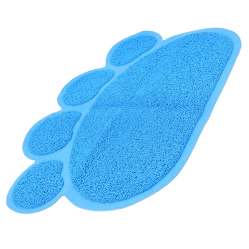 VILLFUL rutschfeste Katzenstreu Matte Pfotenform Blaue Futtermatte Haustier Futterunterlage Kratzmatte für Katzentoilette und Hundeschüssel mit Leicht zu Reinigendem Großem Design von VILLFUL