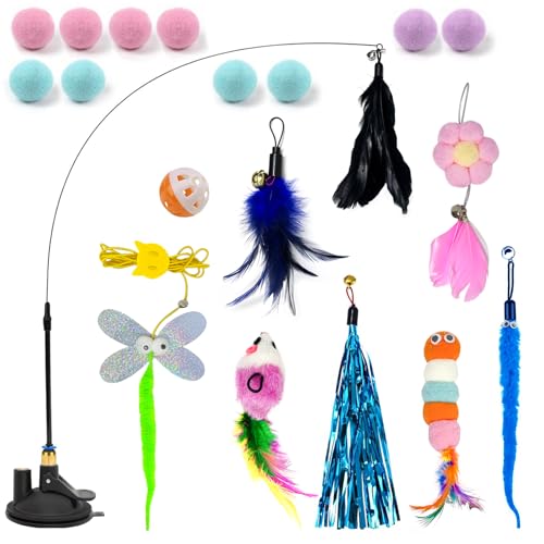 VINEST 19 Stück Katzenspielzeug, Katzenangel Selbstbeschäftigung, Interaktives Katzenspielzeug mit Elastische Stange und Katzenangel Ersatzfedern, Katzen Spielzeug für Haushalt und Tierhandlungen VINEST 19 Stück Katzenspielzeug, Katzenangel Selbstbeschäftigung, Interaktives Katzenspielzeug mit Elastische Stange und Katzenangel Ersatzfedern, Katzen Spielzeug für Haushalt und Tierhandlungen von VINEST
