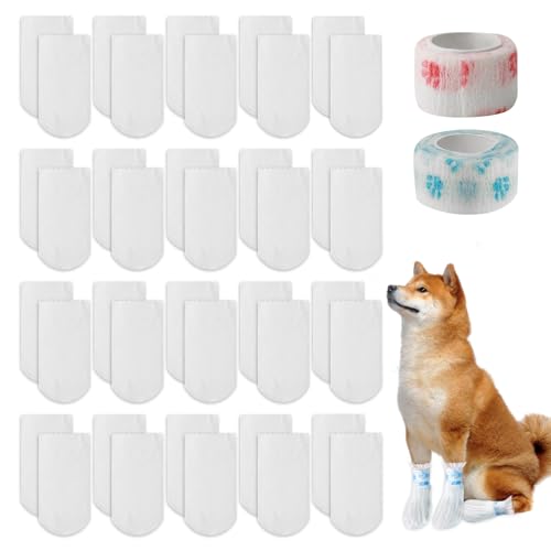 VINEST 40 Stück Einweg-Hundeschuhe, Schmutzabweisende Klein Hundeschuhe Pfotenschutz, Einweg-Hundestiefel für Pfotenschutz mit 2 Verstellbarer Selbstklebender Bandage, für Outdoor Indoor Walking VINEST 40 Stück Einweg-Hundeschuhe, Schmutzabweisende Klein Hundeschuhe Pfotenschutz, Einweg-Hundestiefel für Pfotenschutz mit 2 Verstellbarer Selbstklebender Bandage, für Outdoor Indoor Walking von VINEST