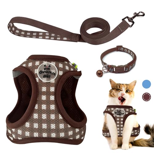 VINEST Katzengeschirr und Leine, Set für 2,5–5,5 kg, weiches Netz-Hundegeschirr und Leine, Set mit Halsband, 150 cm, Welpenleine, ausbruchsicher, Kätzchen-Westengeschirr mit reflektierenden Streifen VINEST Katzengeschirr und Leine, Set für 2,5–5,5 kg, weiches Netz-Hundegeschirr und Leine, Set mit Halsband, 150 cm, Welpenleine, ausbruchsicher, Kätzchen-Westengeschirr mit reflektierenden Streifen von VINEST