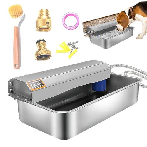 6L Automatischer Hund Wasserspender Schüssel für Große Hunde, 304 Edelstahl Wandmontierte Haustierbewässerung mit Schwimmerventil, Selbstfüllende Wassertrog für Haustiere / Vieh von VINGVO