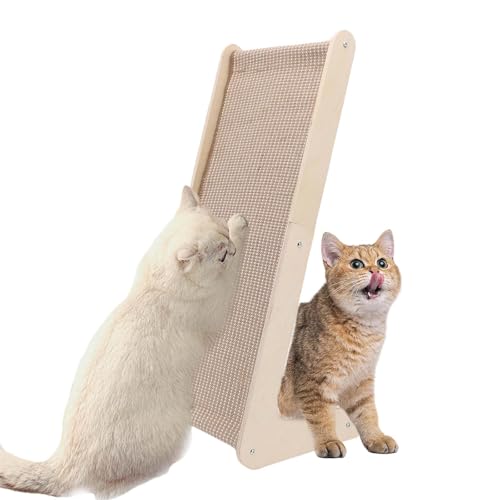 Katzenkratzbrett, L-förmiger Katzenkratzer, 68,6 cm, Kletter-Sisal-Kratzer für den Innenbereich, Massivholzboden montierte Kratzer, Katzen Kratzpads zum Schärfen von Krallen und zum Schutz von Möbeln von VINGVO