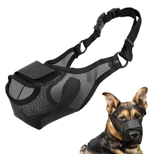 Mesh Hund Maulkorb zum Bellen, weicher Hundemaulkorb Mundbedeckung Maske zum Beißen, Kauen und Schnitzen, atmungsaktiver Mundschutz für kleine, mittelgroße und große Hunde für aggressives von VINGVO