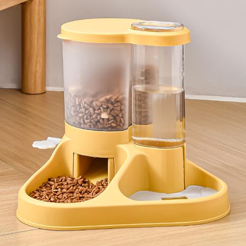 VINGVO Automatischer Katzen Zufuhr, Haustier-Wassersp Ender, 2 in 1 Automatischer Wassersp Ender und Lebensmittel Spender, Abnehmbares Wasserschale-Set, Schwerkraft-Hunde Fütterer für von VINGVO