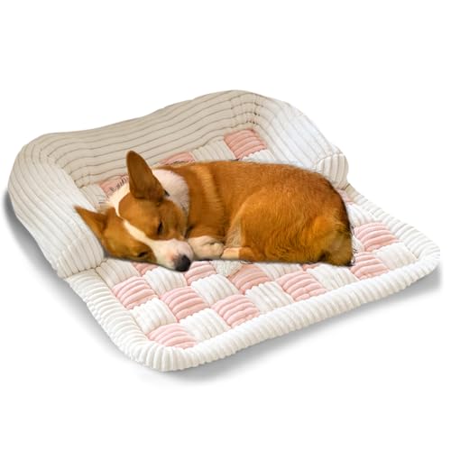 VINGVO Großes Hundebett, Hundesofabezug, rutschfest, waschbar, orthopädisches Hundesofa, beruhigendes, quadratisches, gemütliches Hundebett, Sofa, Gittermuster, lustiges flauschiges Hundebett für von VINGVO