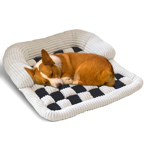 VINGVO Großes Hundebett, Hundesofabezug, rutschfest, waschbar, orthopädisches Hundesofa, beruhigendes quadratisches, gemütliches Hundebett, Sofa, Gittermuster, lustiges flauschiges Hundebett für VINGVO Großes Hundebett, Hundesofabezug, rutschfest, waschbar, orthopädisches Hundesofa, beruhigendes quadratisches, gemütliches Hundebett, Sofa, Gittermuster, lustiges flauschiges Hundebett für von VINGVO