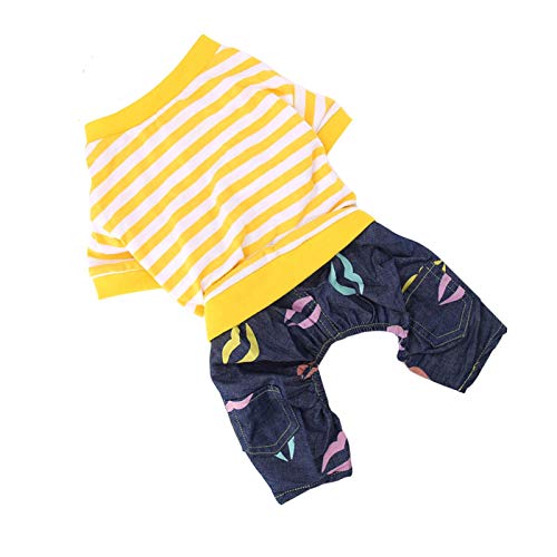 VINGVO Haustierpyjamas, Welpenkleidung(Yellow and White Strips, L) von VINGVO