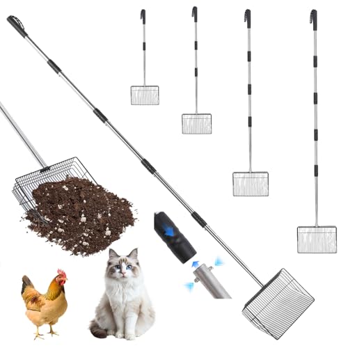 VINGVO Hühnerkotschaufel aus Metall, 169,9 cm lang, Hühnerstall, Streuschaufel mit Edelstahlgriff, ausziehbare Streu-Siebschaufel für Hühnerstall und Haustierabfälle, Bauernhaus-Zubehör VINGVO Hühnerkotschaufel aus Metall, 169,9 cm lang, Hühnerstall, Streuschaufel mit Edelstahlgriff, ausziehbare Streu-Siebschaufel für Hühnerstall und Haustierabfälle, Bauernhaus-Zubehör von VINGVO