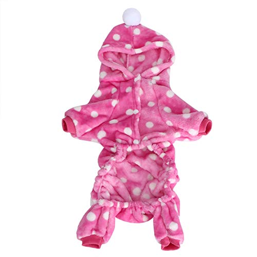 VINGVO Hundekleidung, Hunde Hoody Pet Warme Kleidung, Winter Haustier Kleidung Kleine Hundekleidung für Katzen Hunde(Pink White dots, XL) von VINGVO