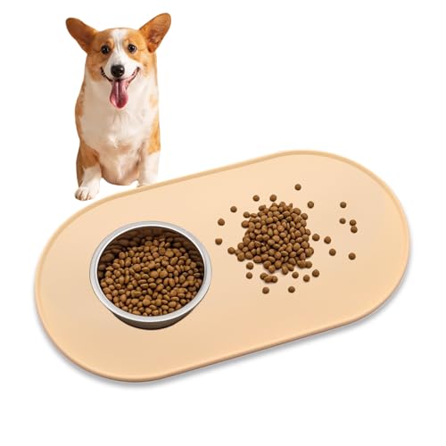 VINPAM Katzen- und Hundefuttermatte mit erhöhten Kanten, Katzenmatten für Futternäpfe, BPA-freie rutschfeste Silikon-Napfunterlage für Verschüttungen, wasserdichte Futtermatte für Haustiere, Geige, 46 von VINPAM