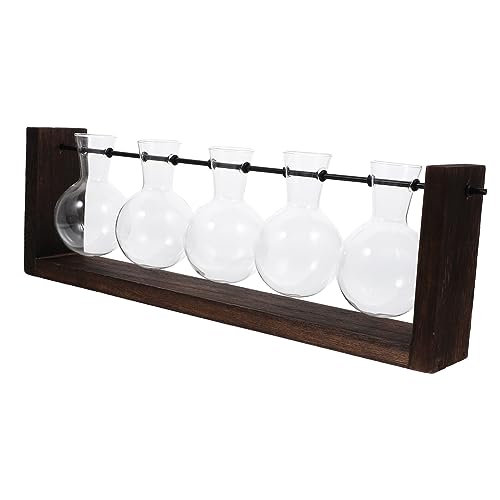 VINTORKY hydroponische Vase Wandhydroponik-Vase Holzständer für Wandmontage Hüttenkern Reagenzglas-Pflanzgefäß für Terrarien Halter für Wasserkrug hängender pflanzer Pflanzen Terrarium von VINTORKY