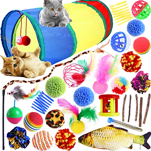 VIPNAJI 30 Stück Katzenspielzeug Set, Katzen Spielzeug mit Katzentunnel Jingle Bell Katzen Spielzeug Variety Pack für Kitty, Bälle, Federspielzeug, Plüschspielzeug, Spielzeugmäuse Katzen ect VIPNAJI 30 Stück Katzenspielzeug Set, Katzen Spielzeug mit Katzentunnel Jingle Bell Katzen Spielzeug Variety Pack für Kitty, Bälle, Federspielzeug, Plüschspielzeug, Spielzeugmäuse Katzen ect von VIPNAJI