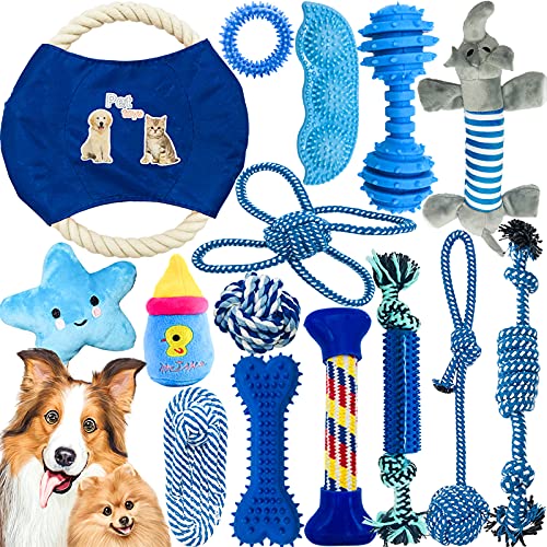 VIPNAJI Hundespielzeug Set,Hundeseile,Hunde Spielzeug, interaktives Pet Rope Spielzeug, Hergestellt aus Natürlicher Baumwolle ungiftig und geruchlos, geeignet für Kleine/Mittlere/GroßE Hunde (15 PCS) von VIPNAJI
