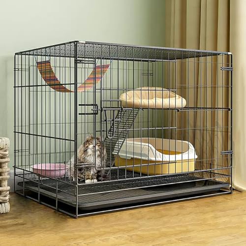 Katzenbox für Den Außenbereich, Innengehege mit Tablett, Katzenkäfig, Faltbares Reisegehege für 1–2 Katzen, Frettchen, Chinchilla, Kaninchen, Kleintiere (Color : A, Size : 22.8x16.1x19.6in) von VIQUTRG