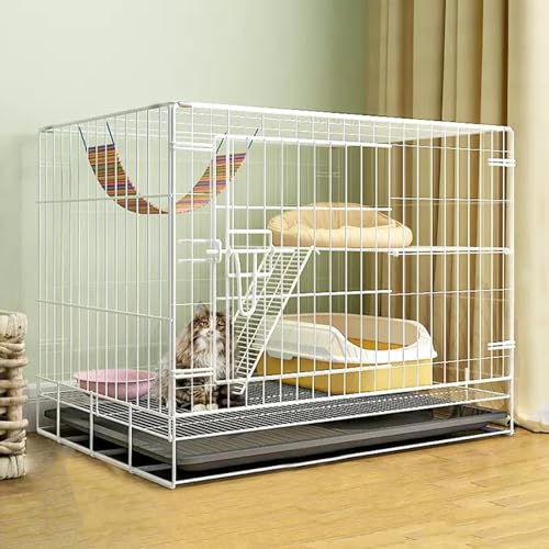 Katzenbox für Den Außenbereich, Innengehege mit Tablett, Katzenkäfig, Faltbares Reisegehege für 1–2 Katzen, Frettchen, Chinchilla, Kaninchen, Kleintiere (Color : B, Size : 22.8x16.1x19.6in) von VIQUTRG