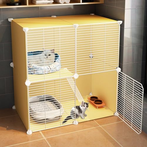 Katzengehege mit Katzenbett/Hängematte/Katzennapf, Catio-Katzengehege im Freien, Käfighaus, Katzenvilla, Katzenkäfige für Hauskatzen für 1–3 Katzen (Size : 28.3x14.5x28.3in) von VIQUTRG