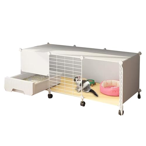 Katzenkäfige für Den Innenbereich mit Katzentoilette, Catio Outdoor-Katzengehege, Käfighaus, Katzenzwinger, Abnehmbare Zwinger-Innenkiste für Zimmerkätzchen (Size : 42.1x14.5x16.5in) von VIQUTRG