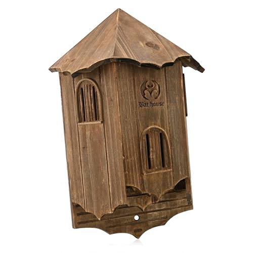 Burg Fledermaushaus aus Holz für den Außenbereich – Große Box mit drei Kammern, perfekt entworfen, um Fledermäuse anzulocken – langlebig und einfach aufzuhängen von VIREESR