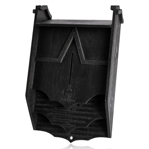 Fledermaushäuser aus Holz für den Außenbereich, große Dreikammer-Box, perfekt entworfen, um Fledermäuse anzulocken, langlebig und einfach aufzuhängen (Schloss Ⅱ, Schwarz) von VIREESR