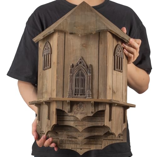 VIREESR Extra große Fledermaushäuser aus Holz für den Außenbereich – Vierkammer-Box, perfekt entworfen, um Fledermäuse anzulocken – langlebig und einfach aufzuhängen (Fledermaushaus, XL, Braun) von VIREESR