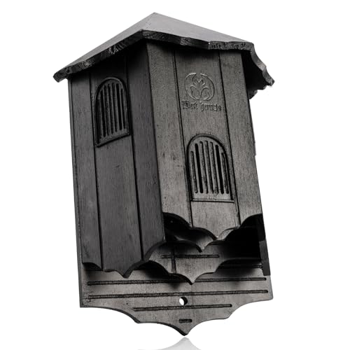 VIREESR Fledermaushäuser aus Holz für den Außenbereich, große Dreikammer-Box, perfekt entworfen, um Fledermäuse anzulocken, langlebig und einfach aufzuhängen (Fledermaushaus, Schwarz) von VIREESR