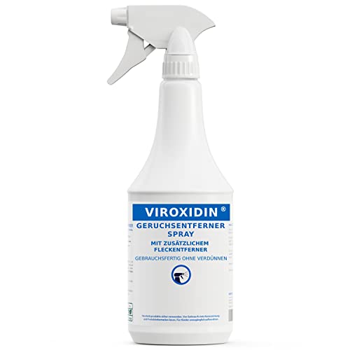 VIROXIDIN Universal Geruchsentferner & Fleckenentferner Spray 1l - Extrem Starke Wirkung bei Hunde & Katzenurin, Tiergeruch, KOT, Erbrochenes, Schweiß, Speichel - Flecken & Geruchsneutralisierer von VIROXIDIN