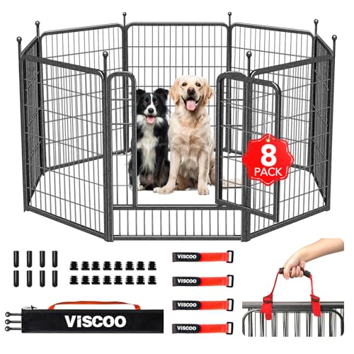 Hunde-Laufstall für den Außenbereich, 8 Paneele, 101,6 cm, hochbelastbar, Metall, Haustierzaun für große/mittelgroße/kleine Hunde, mit Türen, faltbarer Metall-Hunde-Laufstall, Übungsstall für Hunde-Laufstall für den Außenbereich, 8 Paneele, 101,6 cm, hochbelastbar, Metall, Haustierzaun für große/mittelgroße/kleine Hunde, mit Türen, faltbarer Metall-Hunde-Laufstall, Übungsstall für von VISCOO