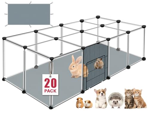 Laufstall für Kleintiere, transparent, mit wasserdichter Matte, tragbares Kunststoffgehäuse, Käfig für Babys, Huhn, Meerschweinchen, Kaninchen, Frettchen, Hamster, Igel für drinnen und draußen, 20 Laufstall für Kleintiere, transparent, mit wasserdichter Matte, tragbares Kunststoffgehäuse, Käfig für Babys, Huhn, Meerschweinchen, Kaninchen, Frettchen, Hamster, Igel für drinnen und draußen, 20 von VISCOO