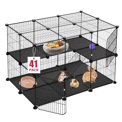 VISCOO 41 Paneele Haustier Laufstall, Kleintier Laufstall mit 2 Türen, C&C Käfig für Meerschweinchen, Kaninchen, Hase, Igel, Chinchillas, Welpenlaufstall Indoor Outdoor, Zweistöckiger Metalldraht VISCOO 41 Paneele Haustier Laufstall, Kleintier Laufstall mit 2 Türen, C&C Käfig für Meerschweinchen, Kaninchen, Hase, Igel, Chinchillas, Welpenlaufstall Indoor Outdoor, Zweistöckiger Metalldraht von VISCOO